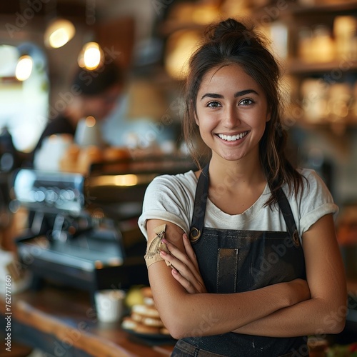 Young barista in a retro ae...