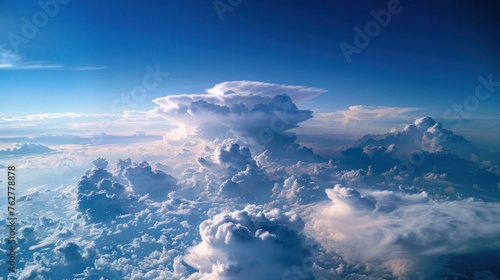 Beautiful, dramatic clouds and sky viewed from the plane. High resolution and quality