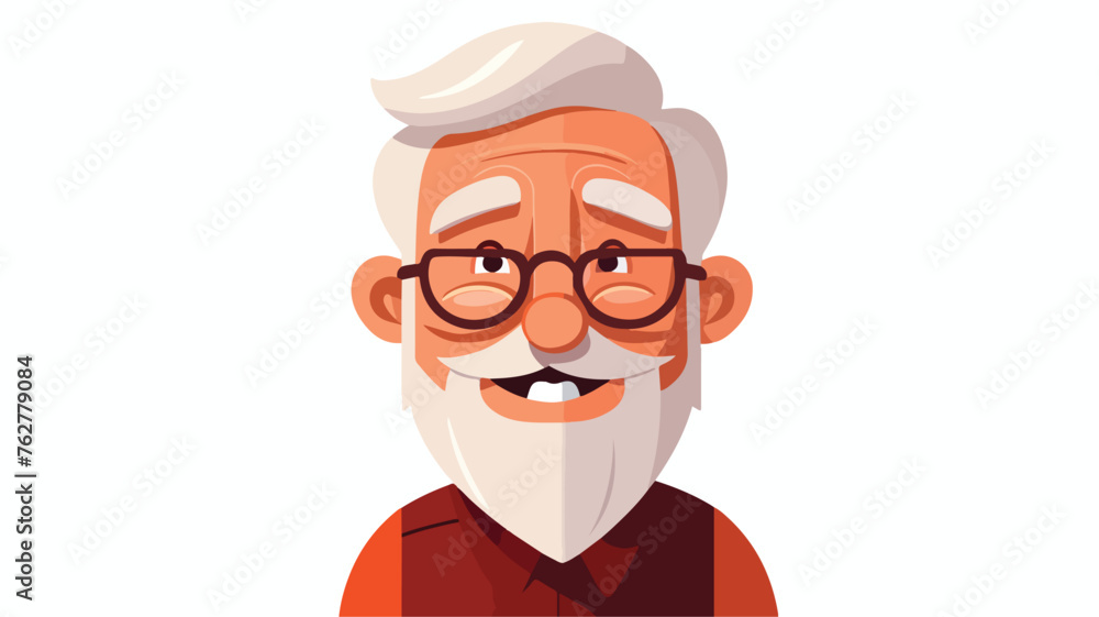 Cute grandfather head avatar character Flat vector