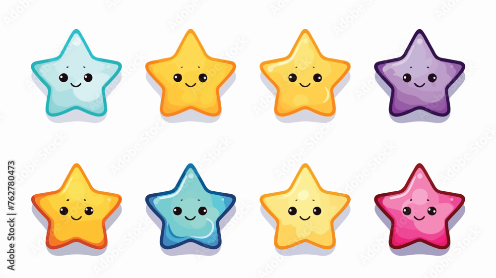 Cute Shiny Star Icon Collections Concept flat vecto