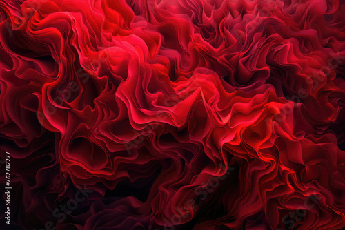 The image is a close up of a red, flowing, and wavy line