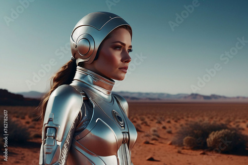 Portrait of a female astronaut in space on the planet mars © Rayan Heaven