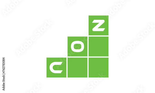 COZ initial letter financial logo design vector template. economics, growth, meter, range, profit, loan, graph, finance, benefits, economic, increase, arrow up, grade, grew up, topper, company, scale