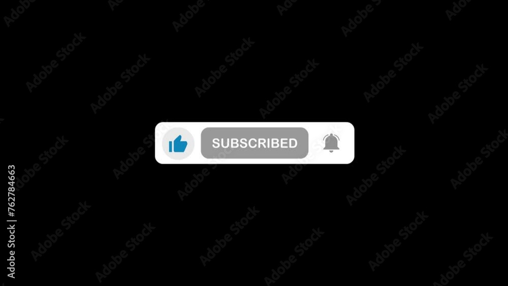 simple Pop up animation subscribe, like and bell button with transparent screen in the center
