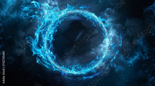 Interstellar Wormhole with Electric Blue Energy on Space Background