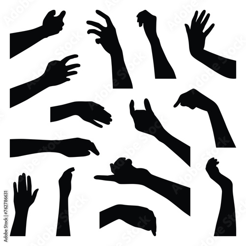 Vector collection set of hand gesture silhouettes.