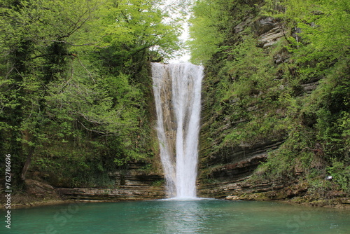 Fototapeta Naklejka Na Ścianę i Meble -  Waterfall in the forest.Beautiful landscape of the waterfall of Tatlica Erfelek district, Sinop, in the Black Sea Region of Turkey. 