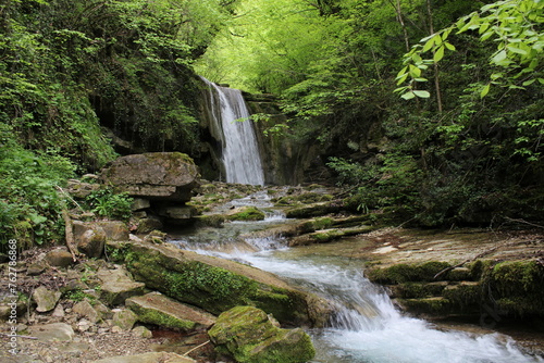 Waterfall in the forest.Beautiful landscape of the waterfall of Tatlica Erfelek district  Sinop  in the Black Sea Region of Turkey. 