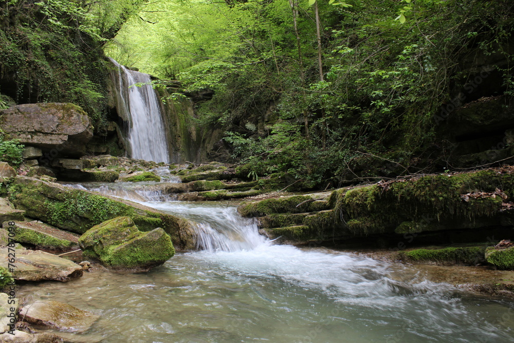 Waterfall in the forest.Beautiful landscape of the waterfall of Tatlica Erfelek district, Sinop, in the Black Sea Region of Turkey. Waterfall in the forest.Beautiful landscape of the waterfall of Tatlica Erfelek district, Sinop, in the Black Sea Region of Turkey.
