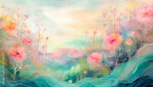 abstract soft pastel floral tone imaginative landscape or layered background effect photo
