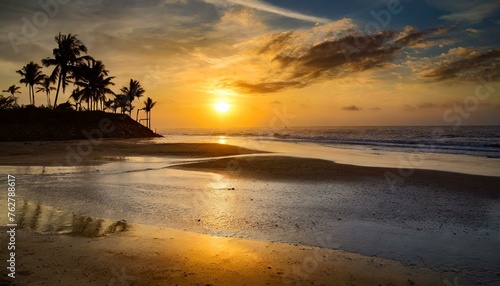 Golden Horizon: Sunset Casting Warmth on the Beach
