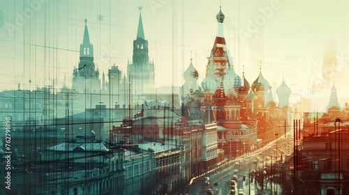 Blurred soviet architecture background photo