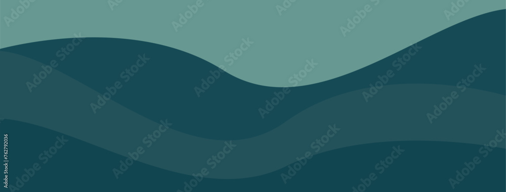 Fototapeta premium Minimalist abstract green background. Layered vector in wavy style.