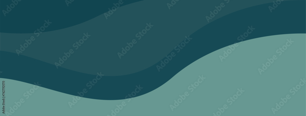 Fototapeta premium Minimalist abstract green background. Layered vector in wavy style.