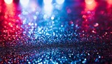 background of abstract blue red purple and black glitter lights defocused