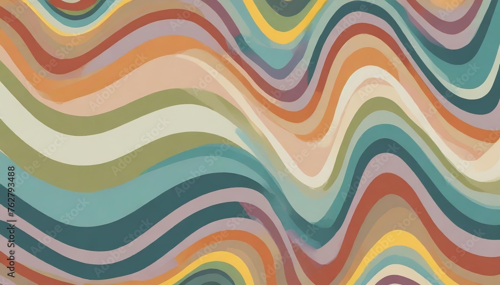 abstract background of rainbow groovy wavy lines design in 1970s hippie retro style vector pattern ready to use for cloth textile wrap and other