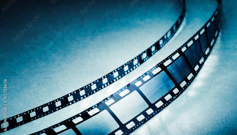 blue film strip negative frames background