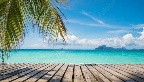 wooden dock with tropical background © RichieS