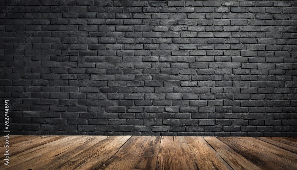 black brick wall dark background for design