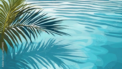 shadow of a palm tree on a blue water background