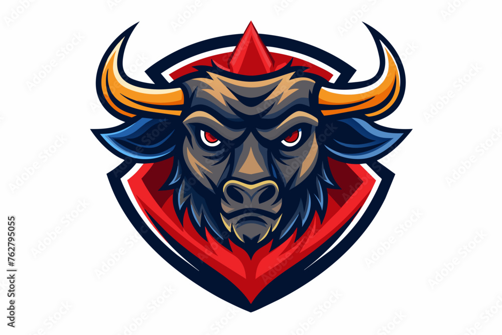 A sports team logo featuring a bull vector art illustration