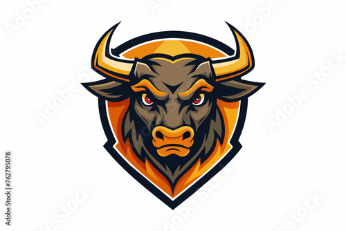 A sports team logo featuring a bull vector art illustration