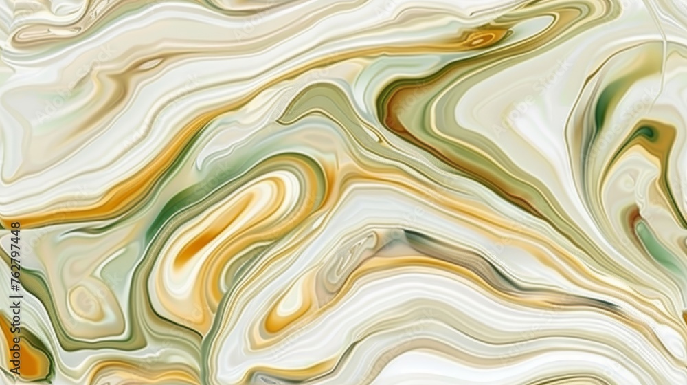 a close up of a marbled surface with a green, yellow, and white design on top of it.