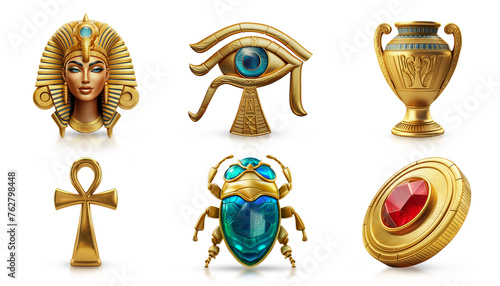 Set of Egyptian gold symbols
