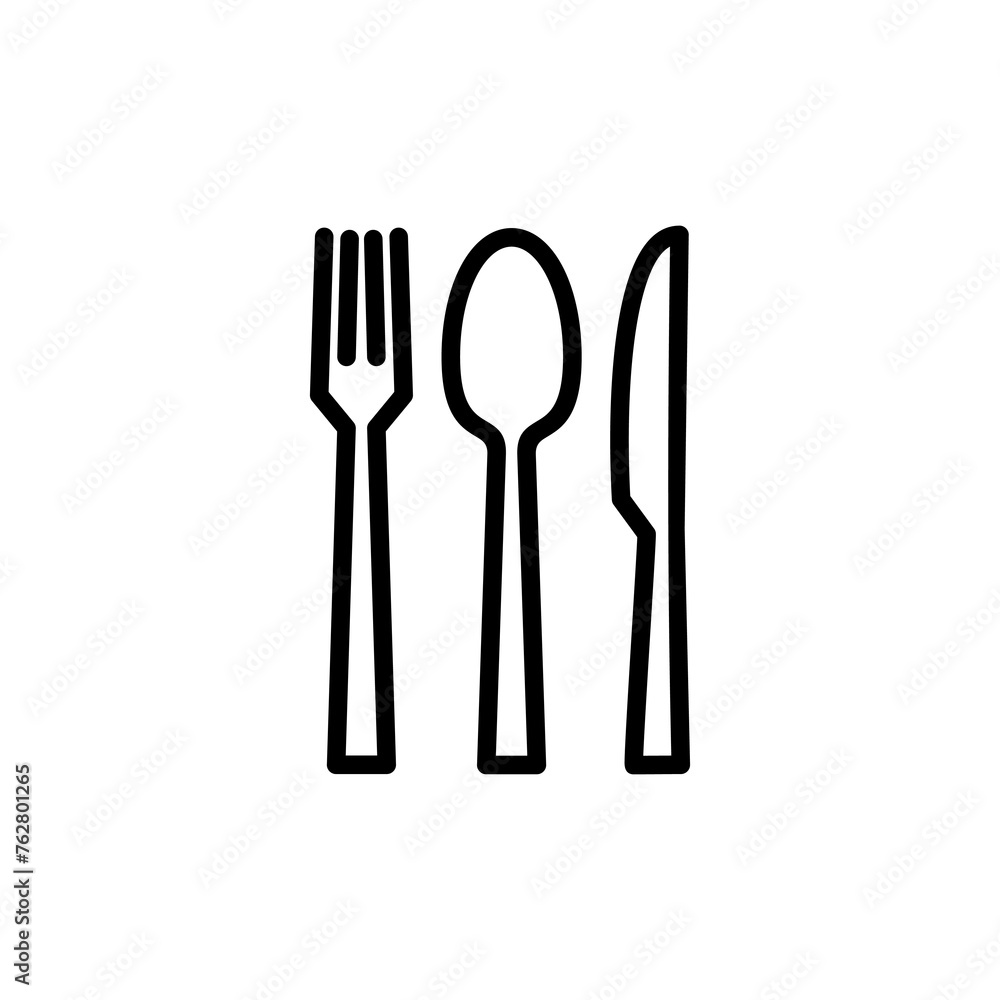 Fork, Spoon, and Knife isolated on white background. Restaurant icon. food icon. Eat. Cutlery icon. Fork, Spoon, and Knife isolated on white background. Restaurant icon. food icon. Eat. Cutlery icon.