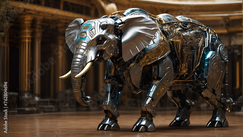 Robotic Elephant Statue  Futuristic Art in Museum