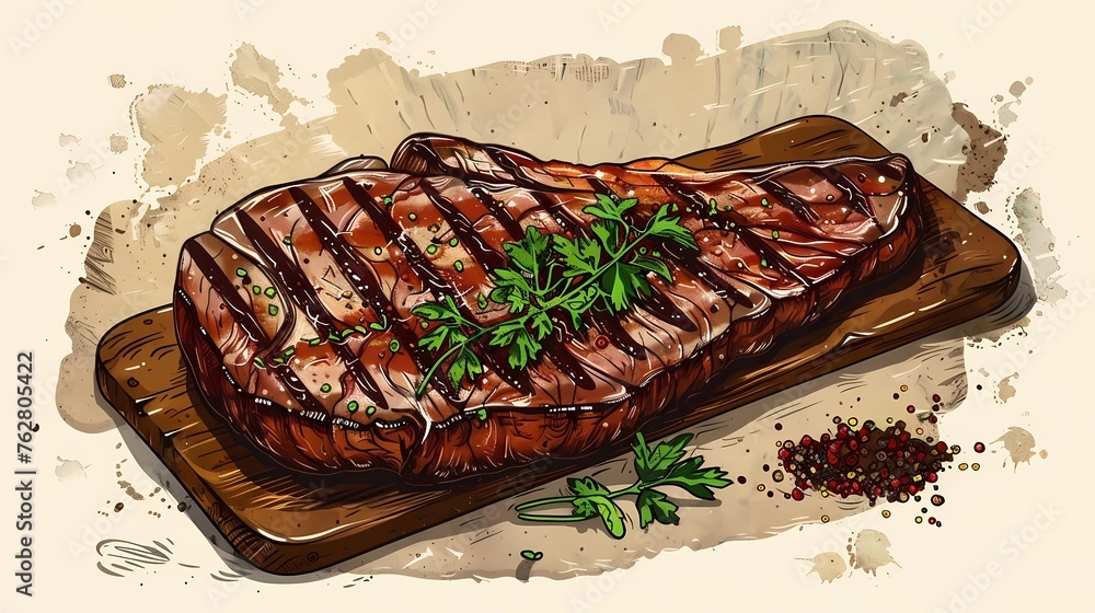 meat illustration for cafe, meat restaurant, signboard for diner meat illustration for cafe, meat restaurant, signboard for diner