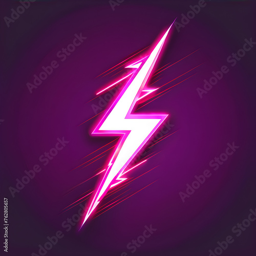 Electrifying Red: Neon Lightning Icons.(Generative AI)