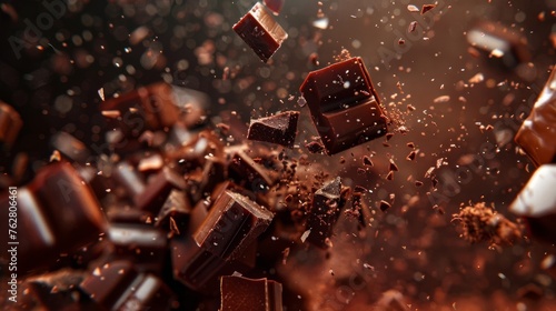 broken chocolate bars, chocolate crumbs