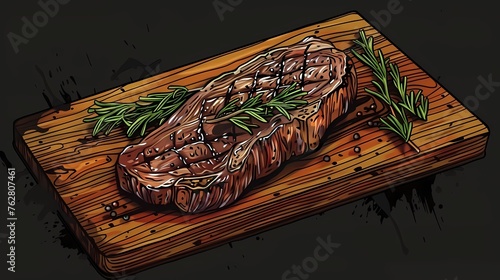 meat illustration for cafe  meat restaurant  signboard for diner