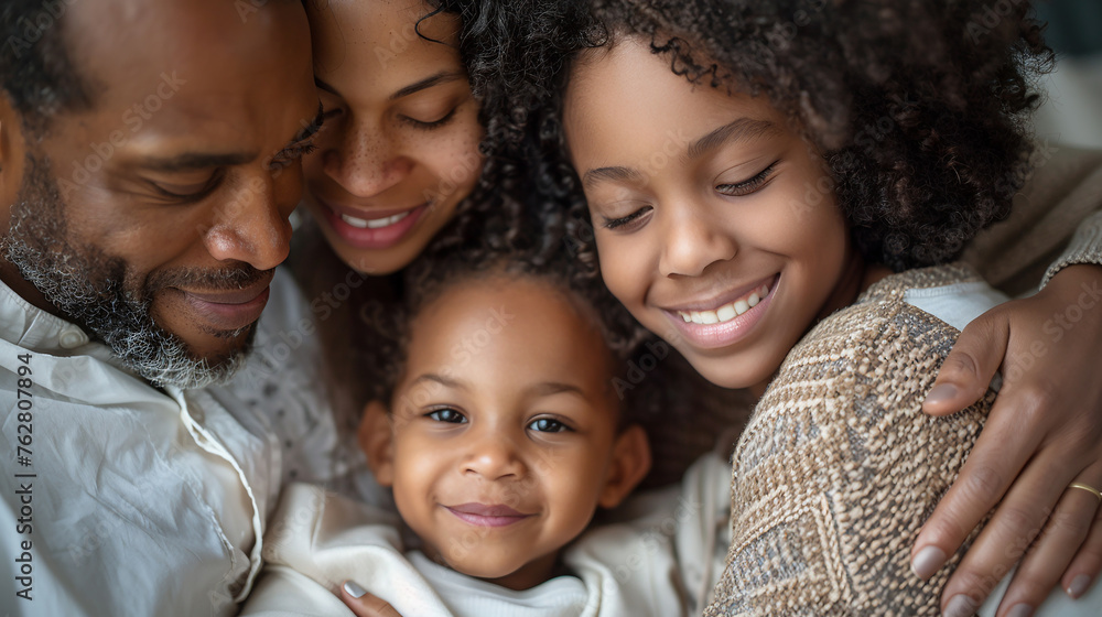 Affectionate family hug at home, showcasing love and unity. Affectionate family hug at home, showcasing love and unity.