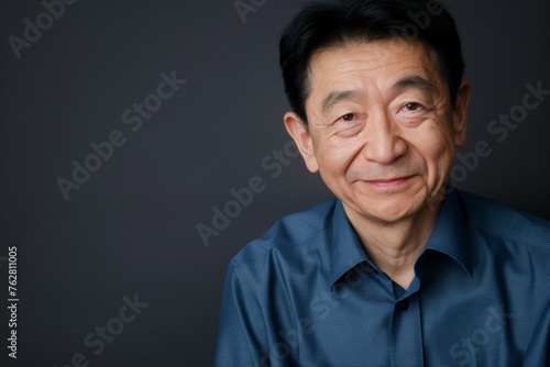 A man with a blue shirt and a smile on his face