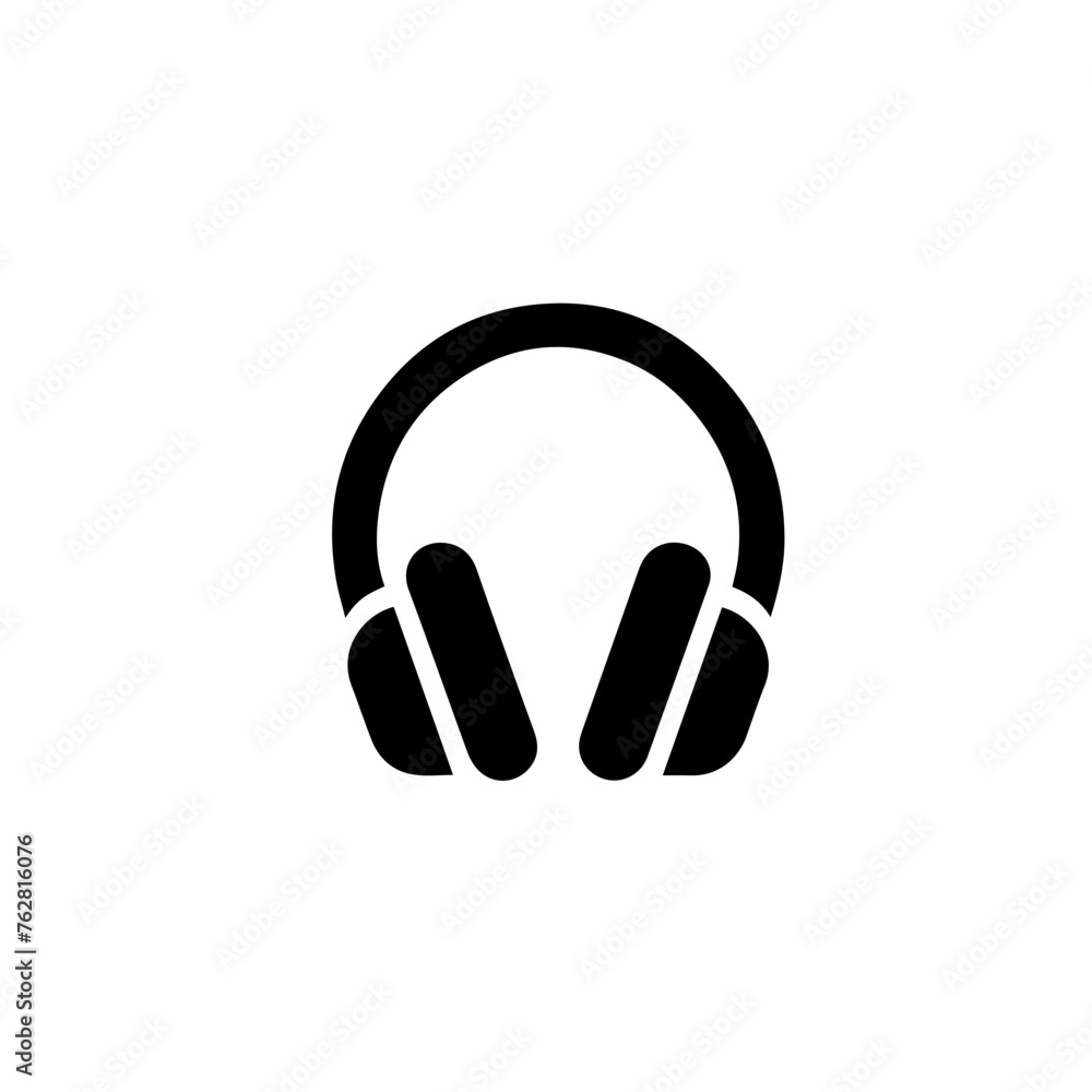 Black icon of a headphones isolated on white background, editable vector svg, generated with AI