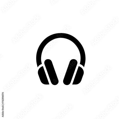 Obraz na płótnie Black icon of a headphones isolated on white background, editable vector svg, generated with AI w salonie
