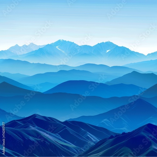 a view of a mountain range in the distance with a blue sky in the foreground and a blue sky in the background.