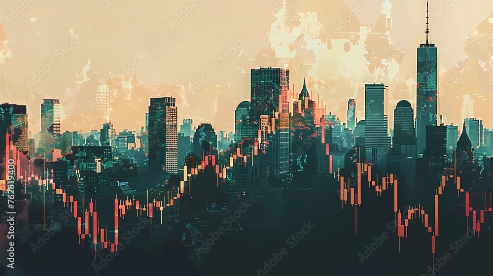 currency exchange chart background image of an exchange trading chart - obrazy, fototapety, plakaty 