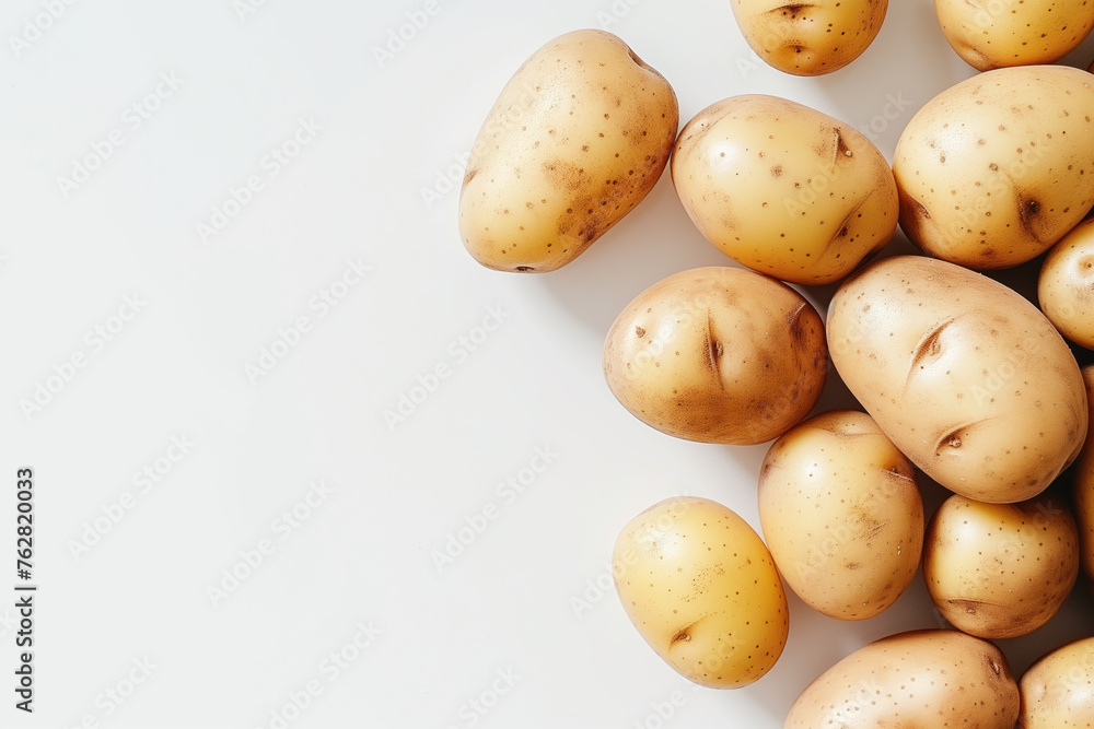 Freshly Harvested Potatoes on White Canvas Freshly Harvested Potatoes on White Canvas