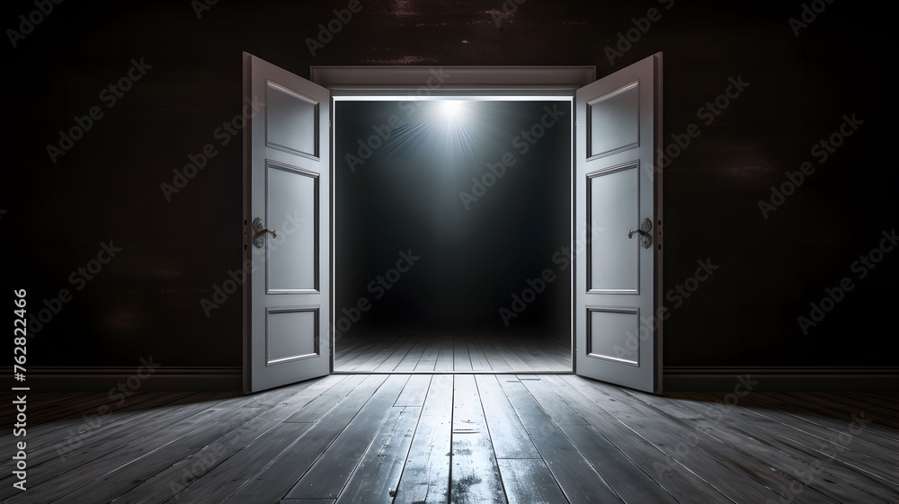 An open door leads to an empty room An open door leads to an empty room