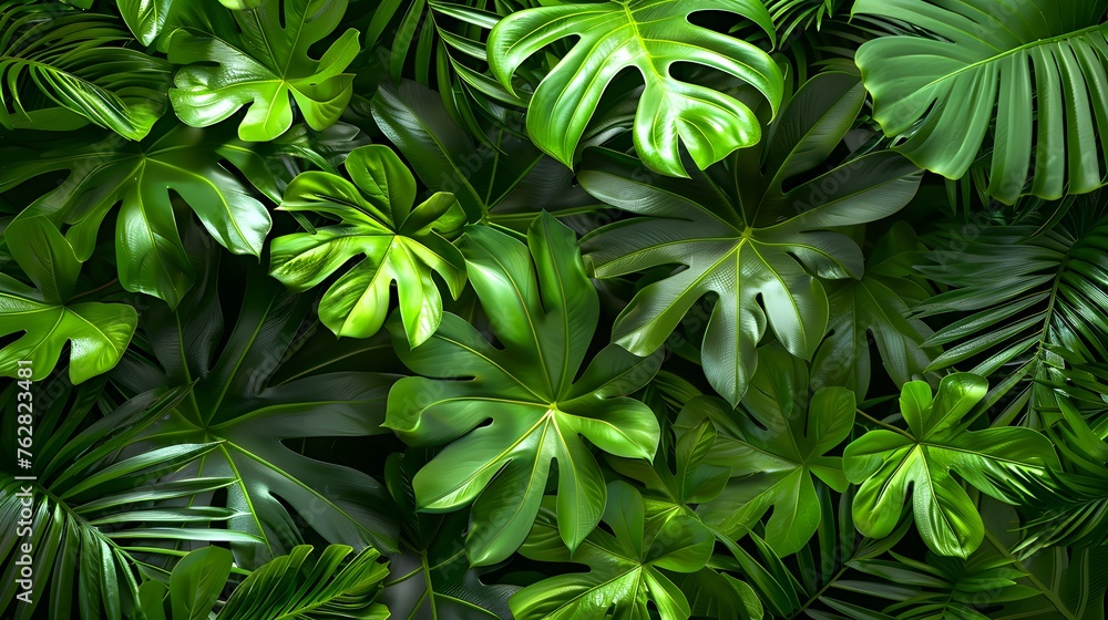 Closeup green leaves of tropical plant in garden. Closeup green leaves of tropical plant in garden.