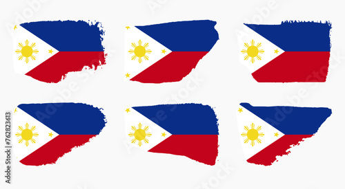 Philippines flag with palette knife paint brush strokes grunge texture design. Grunge brush stroke effect