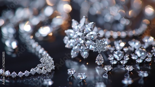 A collection of diamond jewelry, symbolizing the epitome of luxury and timeless beauty