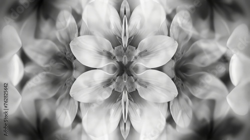 Vintage Monochromatic Floral Abstract Pattern in Grayscale photo