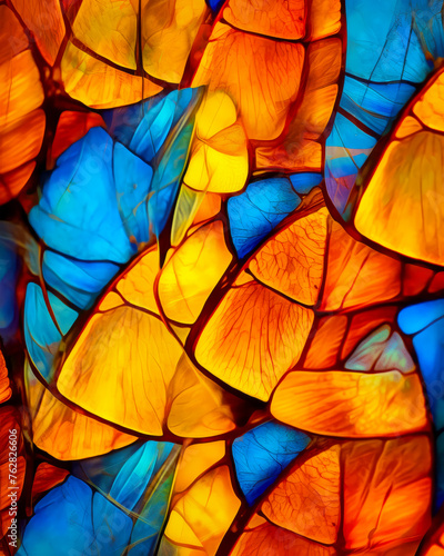 Vibrant stained glass leaf pattern