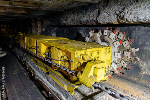 Cuadro en lienzo Drilling machine in coal mine