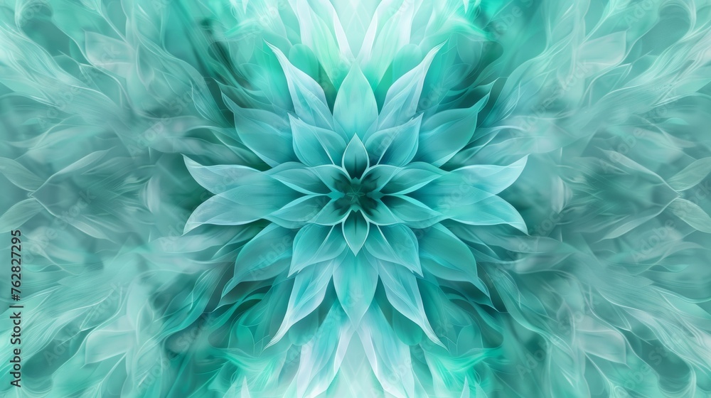 Teal and Mint Tranquil Floral Geometric Composition