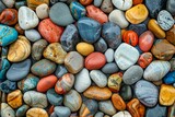 Colorful Pebbles Texture, Assorted Small Stones Background, Multicolored Rocks Close-up for Creative Design Elements